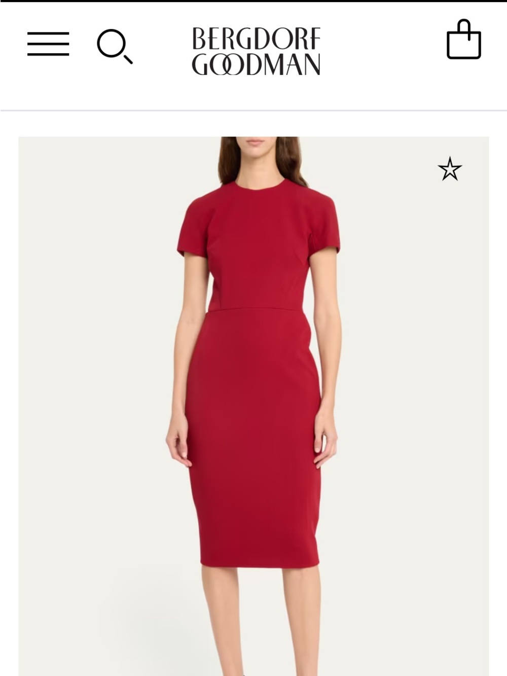 Victoria Beckham Signature Red “Claude Dress “ Fitted midi tshirt dress size 2